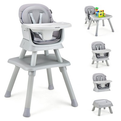 Image of Babyjoy  8-in-1 Baby High Chair Convertible Dining Booster Seat w/ Removable Tray Grey
