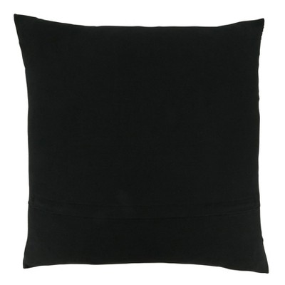 Black and White Embroidered Cotton Square Throw Pillow, 27"