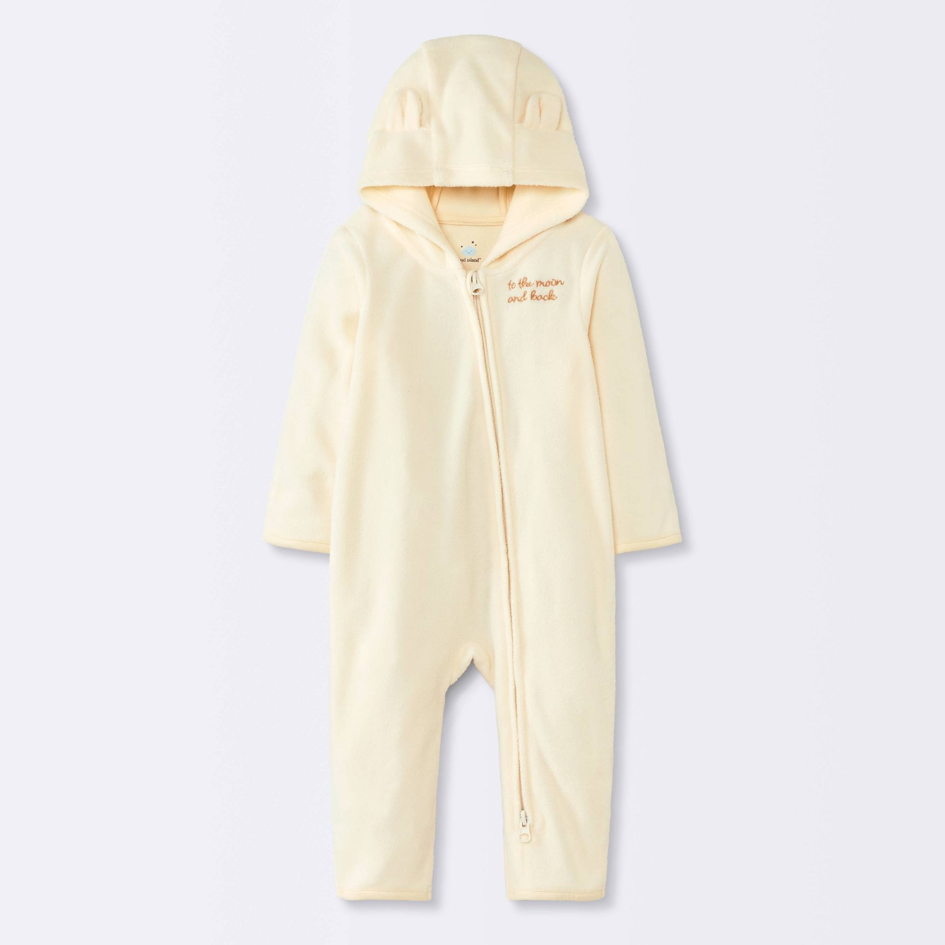 Baby Hooded Love You to the Moon and Back Pramsuit Romper - Cloud Island™ Cream