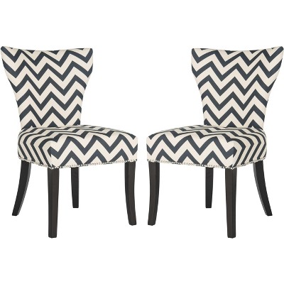 Jappic 20''H Ring Side Chair   Silver Nail Heads (Set of 2) - Navy/White - Safavieh