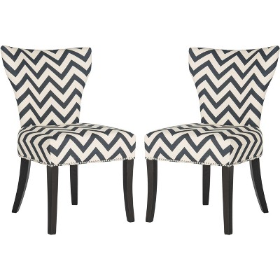 Jappic 20''H Ring Side Chair   Silver Nail Heads (Set of 2) - Navy/White - Safavieh