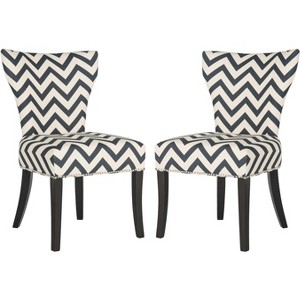 Jappic 20''H Ring Side Chair  Silver Nail Heads (Set of 2) - Navy/White - Safavieh - 1 of 4