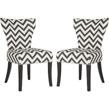 Jappic 20''H Ring Side Chair  Silver Nail Heads (Set of 2) - Navy/White - Safavieh.
