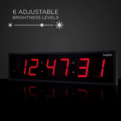 Ivation 24-Inch Red LED Oversized Digital Wall Clock