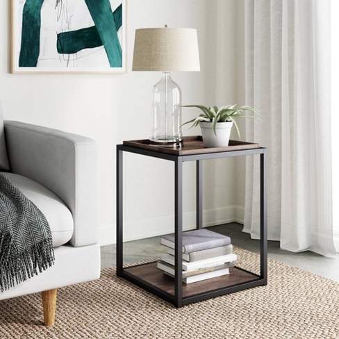 Nash Industrial Modern Wood Tray Top Side Table - Nathan James : Target