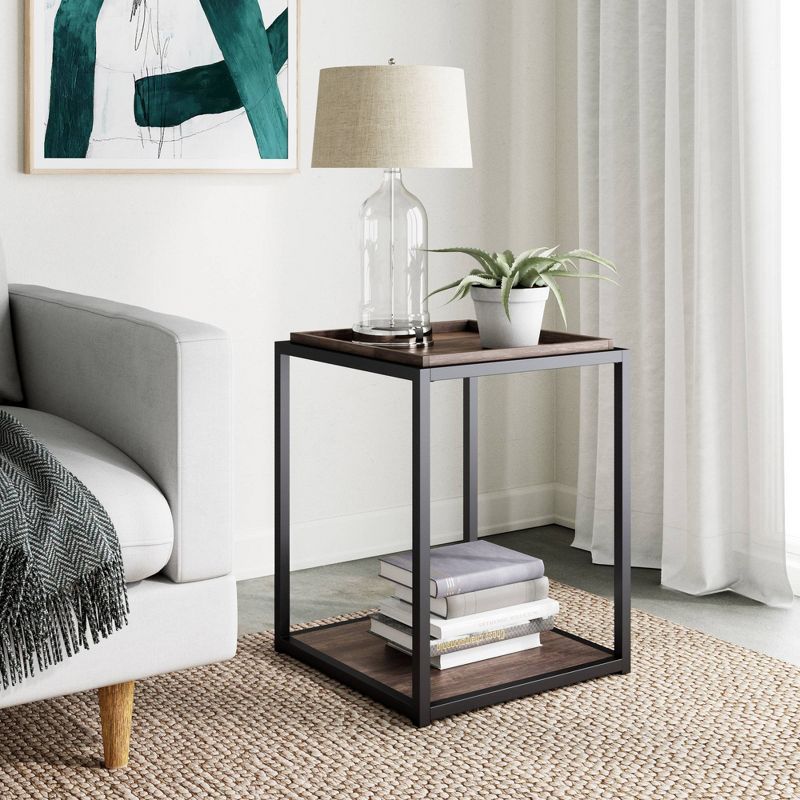 Nash Industrial Modern Wood Tray Top Side Table - Nathan James, 1 of 7