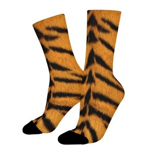 Animal Tiger Skin Women Printed Crew Socks Funny Funky Socks Soft Polyester Novelty Gifts for Artists Men - 1 of 1