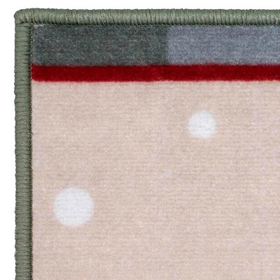 Snowman Beige and Green Cotton Christmas Bath Rug