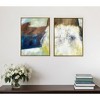 HomeRoots Set Of Two Mod Abstract Blue And Ivory Gold Floater Frame Painting Wall Art - 2 of 4