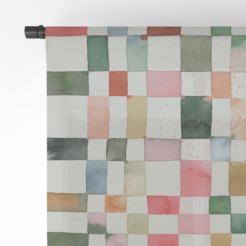 Ninola Design Watercolor Checker Yuletide Single Panel Sheer Window Curtain - Society6, 4 of 7