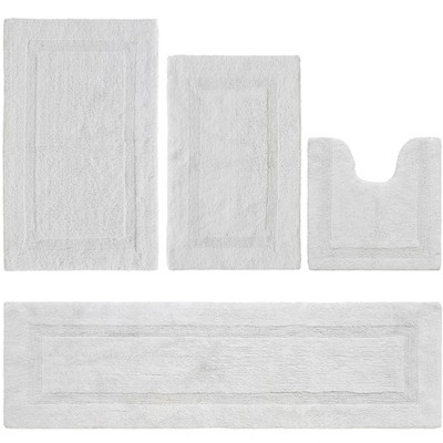 Lux Premium 100% Cotton Tufted Solid Reversible 4 Piece Bath Rug Set – Ultra-Soft, Water-Absorbent, Durable, Machine Washable Bathroom Rug
