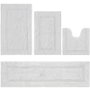 Lux Premium 100% Cotton Tufted Solid Reversible 4 Piece Bath Rug Set – Ultra-Soft, Water-Absorbent, Durable, Machine Washable Bathroom Rug - 1 of 4