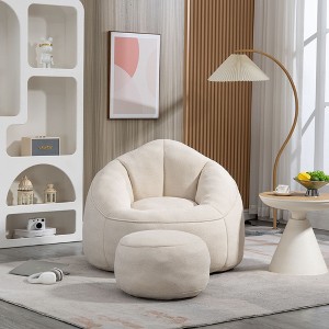 CAVINAS Bean Bag Chair Floor Chair with Upholstered Footrest Comfy Chair with Memory Foam for Living Room, Bedroom - 1 of 4