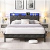 77.80"King Bed Frame with Storage Headboard, Charging Station and LED Lights, Upholstered Platform Bed with Heavy Metal Slats, No Box Spring Needed, Noise Free, Easy Assembly, Dark Gray - 4 of 4