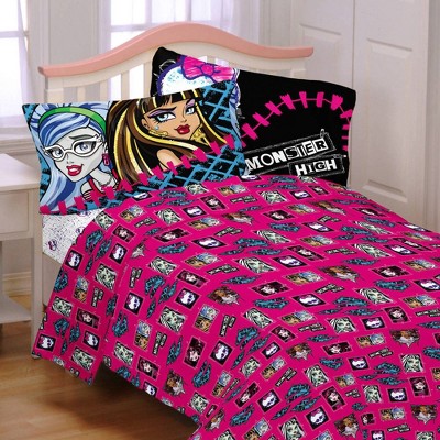 4pc Full Bed Sheet Set All Ghouls Allowed Bedding Accessories - Monster High..