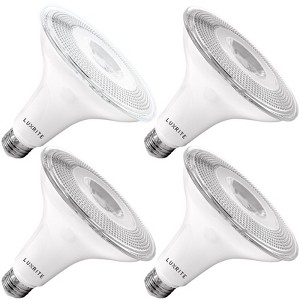 Luxrite Dusk to Dawn PAR38 LED Bulb, 90W Equivalent, Automatic On-Off Sensor, 5000K Bright White, 1250 Lumens, UL Listed, E26 Base 4 Pack - 1 of 4