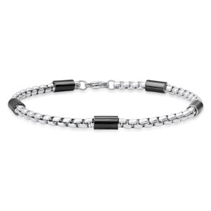 Steeltime Men's two tone stainless steel bar & box chain bracelet. Color Option: Black, Gold - 1 of 4