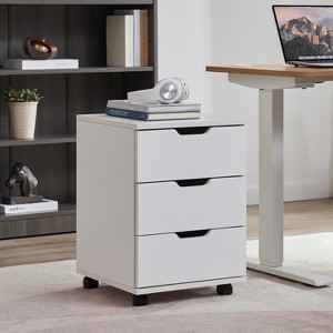 QingMoon 3 Drawer Vertical File Cabinet, with Casters, Wood Mobile File Cabinets, for Home Office, Easy Installation - 1 of 4
