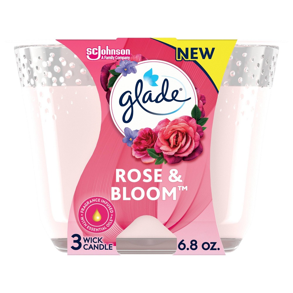 Glade 3 Wick Candle -Rose & Bloom - 6.8oz ( pack of 3)) 