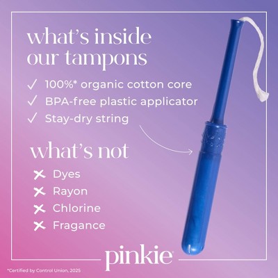 Pinkie Tween & Teen Organic Cotton Tampon Multipack - Light & Regular Absorbency - 36ct