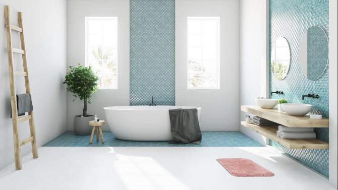 PiccoCasa Plush Shaggy Non-Slip Bath Mat Thick Bathroom Rug Show Door Mat Carpet, 2 of 8, play video