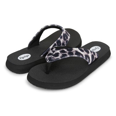 Women s Ella Yoga Mat Animal Print Velour Flip Flop Black leopard 7 Target