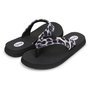 Women's Ella Yoga Mat Animal Print Velour Flip Flop - 1 of 4