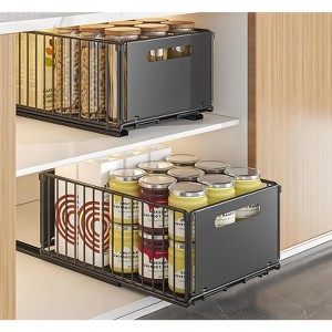 GustoWave Pull out Cabinet Organiser Fixed with Adhesive Nano Film, Heavy Duty Kitchen Storage Drawer, Sliding Mesh Cabinet Basket - 1 of 4