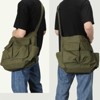 Canvas Messenger Bag Large Hobo Crossbody Bags with Multiple Pockets,School Vintage Shoulder Laptop Bag for Women and Men-ArmyGreen - 2 of 4