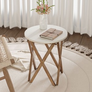 JIONJOY Round End Table with 4-Leg Base – Modern Farmhouse & Boho Style Side Table for Living Room or Bedroom - 1 of 3