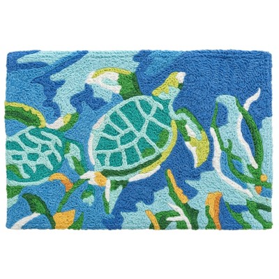 Jellybean Swimming Turtles Doormat – 20"x30" Ocean-Themed Coastal Accent Mat for Indoor/Outdoor Use