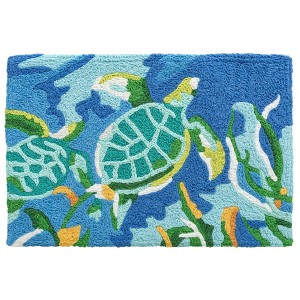 Jellybean Swimming Turtles Doormat – 20"x30" Ocean-Themed Coastal Accent Mat for Indoor/Outdoor Use - 1 of 3