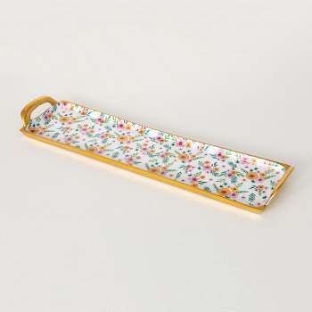 2.25"H Sullivans Floral Long Metal Serving Tray, Multicolored