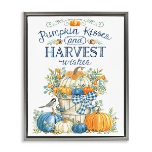 Stupell Industries Harvest Wishes Pumpkins Black Floater Framed Canvas Wall Art - 1 of 4