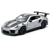 Porsche 911 GT2 RS Silver Metallic with Carbon Stripes "Speed Icons" Series 1/64 Diecast Model Car by Maisto - 2 of 3
