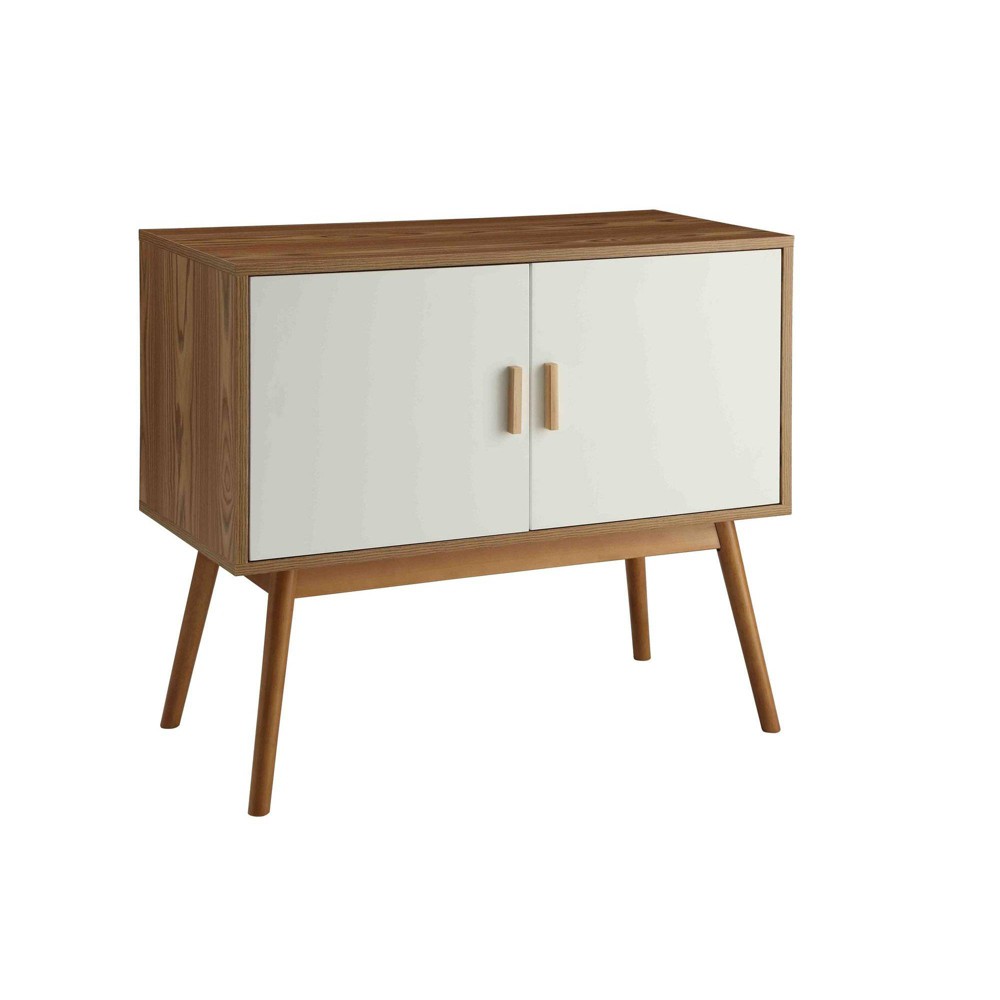 Oslo Storage Console White/Natural - Breighton Home: Mid-Century Modern, Wood Composite, 2 Cabinet Doors