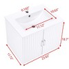 24" Bathroom Vanities Cabinet with Sink Combo, Wall-Mounted Floating Bathroom Vanity with White Ceramic Sink - 3 of 4