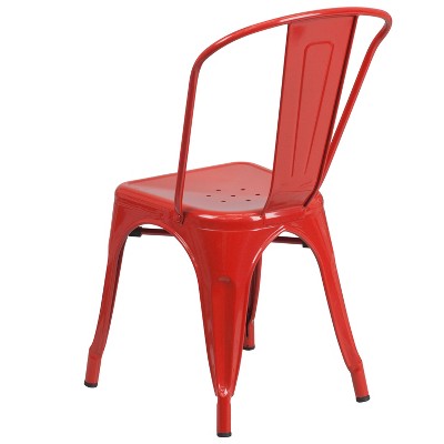 Red Powder Coated Steel Tolix Dining Chair