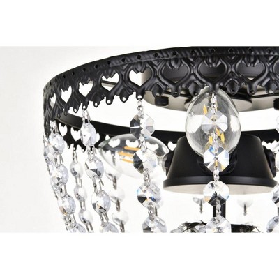 Kylie 10" Black Iron and Crystal Flush Mount Light