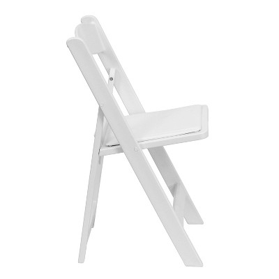 White Resin Folding Chair Set with Vinyl Padded Seat