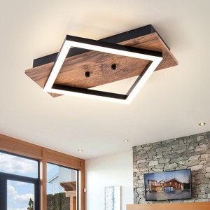 LLHZSY Farmhouse Integrated LED Ceiling Lights Rectangle Wood Flush Mount Hallway Entryway Light-1 Light - 1 of 4