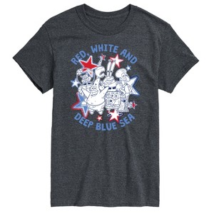 Men's - SpongeBob SquarePants - Red, White, and Deep Blue Sea Short Sleeve Graphic T-Shirt - 1 of 4