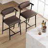Coucheta Counter Height Bar Stools Set of 2 with Arms, 26" Upholstered Modern Bar Stools Set with Wood Back Footrest for Kitchen Island, Counter Bar - 3 of 4