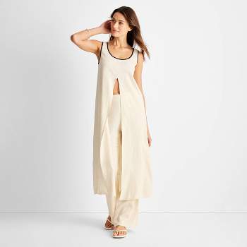 Women's Linen Front Slit Maxi Tank - Future Collective™ with Jenny K. Lopez Cream