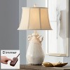 Regency Hill Isabella Country Cottage Table Lamp 27" Tall Crackle Ivory Ceramic Milk with Table Top Dimmer Beige Bell Shade for Bedroom Living Room - 2 of 4