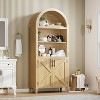 Arched 5-Tier Bookcase with Doors, Modern Display Shelf & Storage Cabinet for Home Office, Living Room or Library - 3 of 4