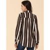INSPIRE CHIC Women's Striped Button Down Roll-up Long Sleeves Point Collar Shirt - 4 of 4