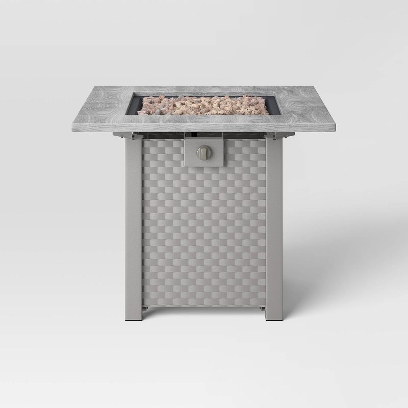 30&#34; Square Stamped Steel Wicker Outdoor Fire Pit - Threshold&#8482;, 1 of 7