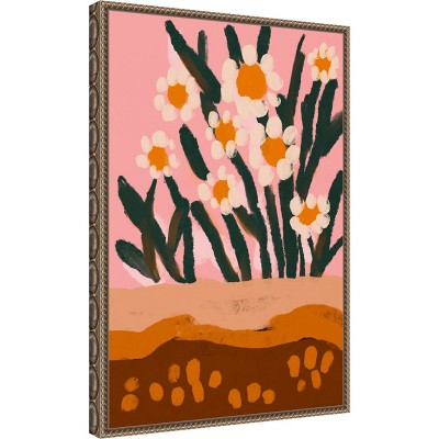 Pastel Floral Abstract Canvas Art with Beaded Frame