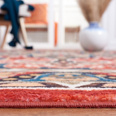 Riviera Elegance 5'5" x 7'7" Black & Red Synthetic Non-Slip Area Rug